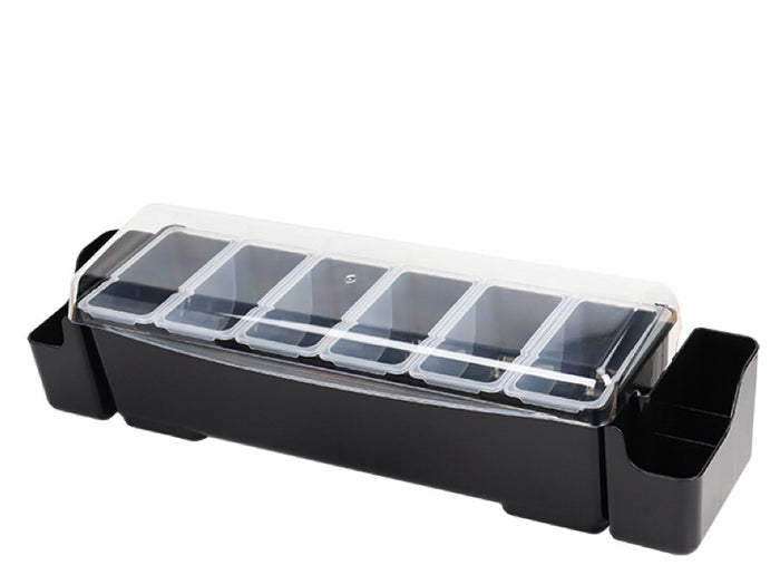 6 Compartment Seasoning Bar Condiment Box with 2 holders