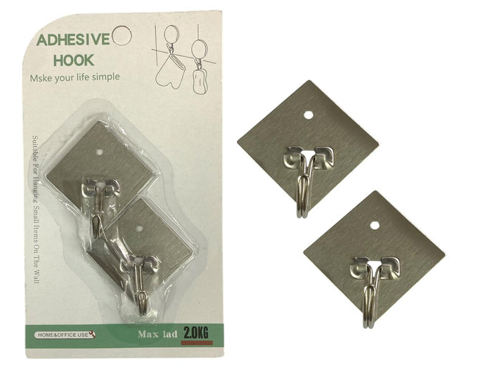 Stainless Steel Small  Self Adhesive Hooks X2