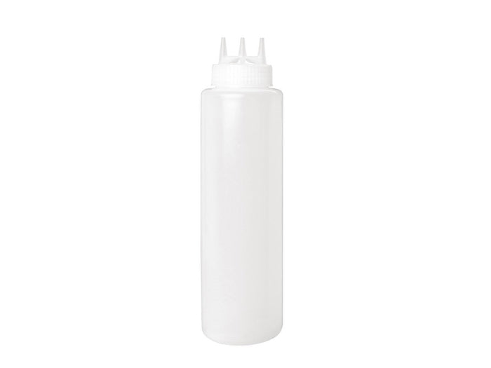 Transparent Triple 3 Nozzle sauce bottle wide mouth - 1L