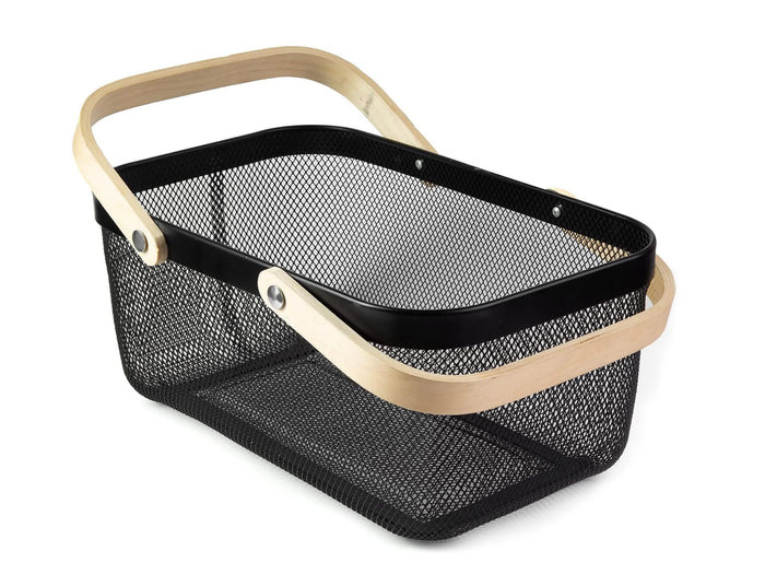 Dosthoff Rectangular Iron Basket with Bamboo Handle MB12