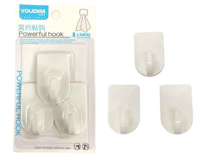 Strong Plastic Adhesive Hooks X3
