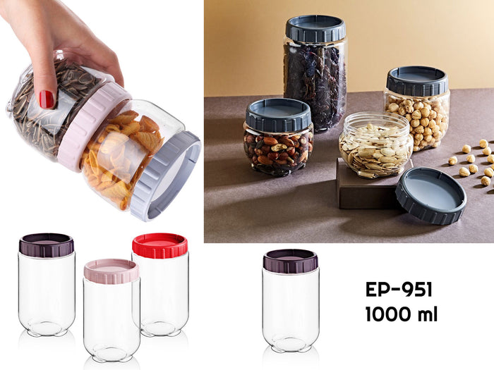 Interlocking Round Food Plastic Jar 1 lt