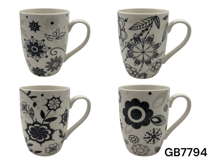 Porcelain Mug with Black and Silver Designs