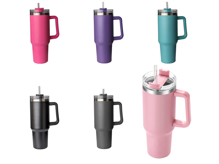 Large SS Tumbler with Handle and Straw 40 OZ 1200ml