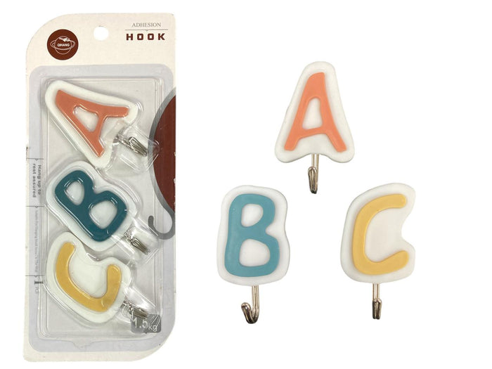 ABC Strong Plastic Adhesive Hooks X3