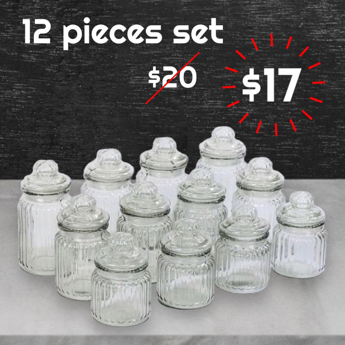 12 pieces glass jars set