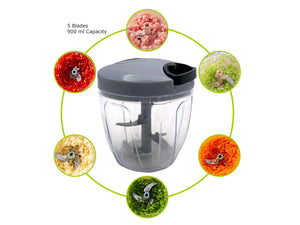 Silver Manual Food Chopper with 5 blades