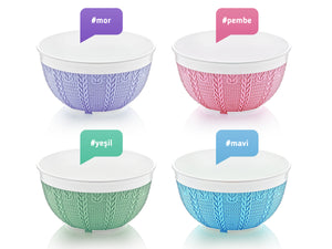 Plastic bowl with knit design; 0.5 lt - HouzeCart