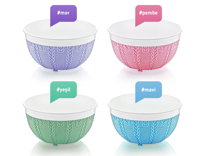 Plastic bowl with knit design; 0.5 lt
