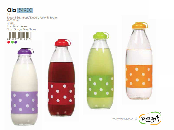 Polka Dots Glass Bottle, 1lt