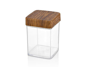 0,63 LT. SQUARE JAR with Wooden Finished Lid - HouzeCart