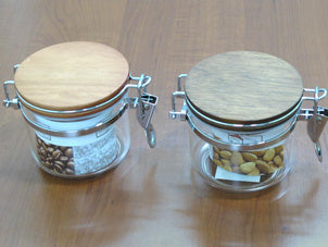 Acrylic Round Jar with wooden lid; 0.4 lt