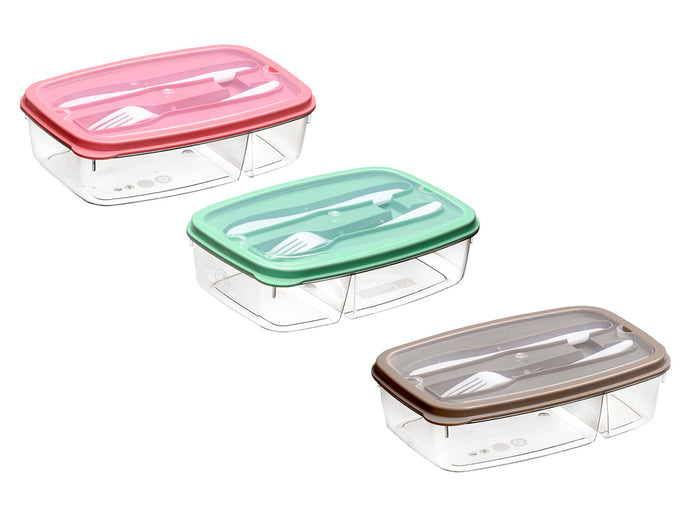 Rectangular Food storage container with cutlery