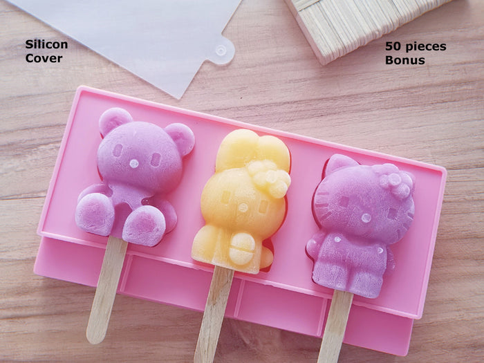 silicone popsicle molds with cover and wooden sticks