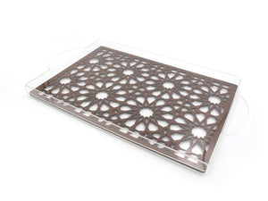 Acrylic Serving Tray with Wooden Design - HouzeCart
