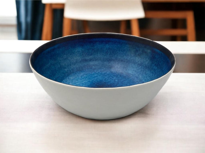 Blue Marble Design Round Melamine Salad Bowl 10"