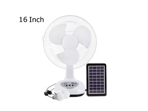 Rechargeable Fan  16" with Solar Panel & 2 LED bulbs.