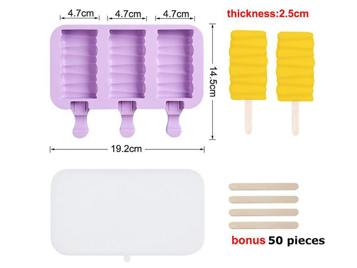 silicone popsicle molds with cover and wooden sticks