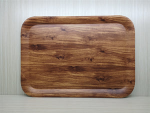 Wooden Design Rectangular Melamine Tray; 15" - HouzeCart