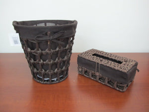 Bamboo Dustbin and Tissue Box Set - HouzeCart