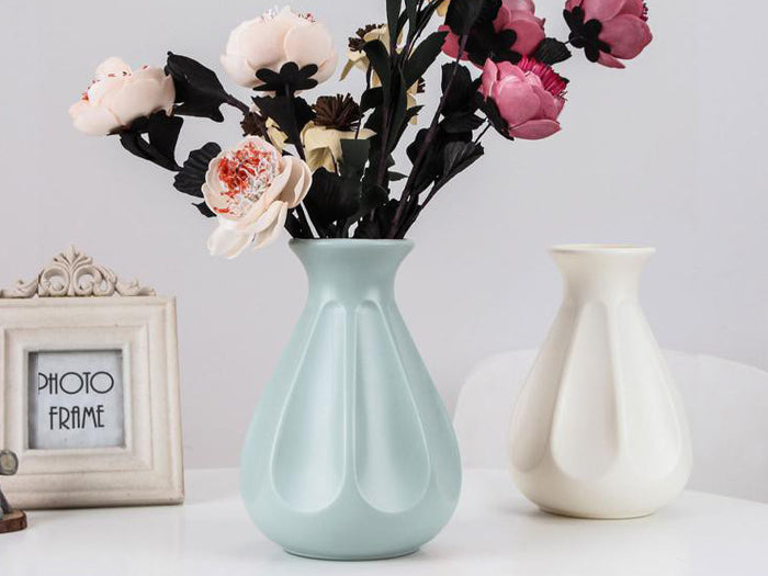 Plastic Vase Ceramic Look Wide