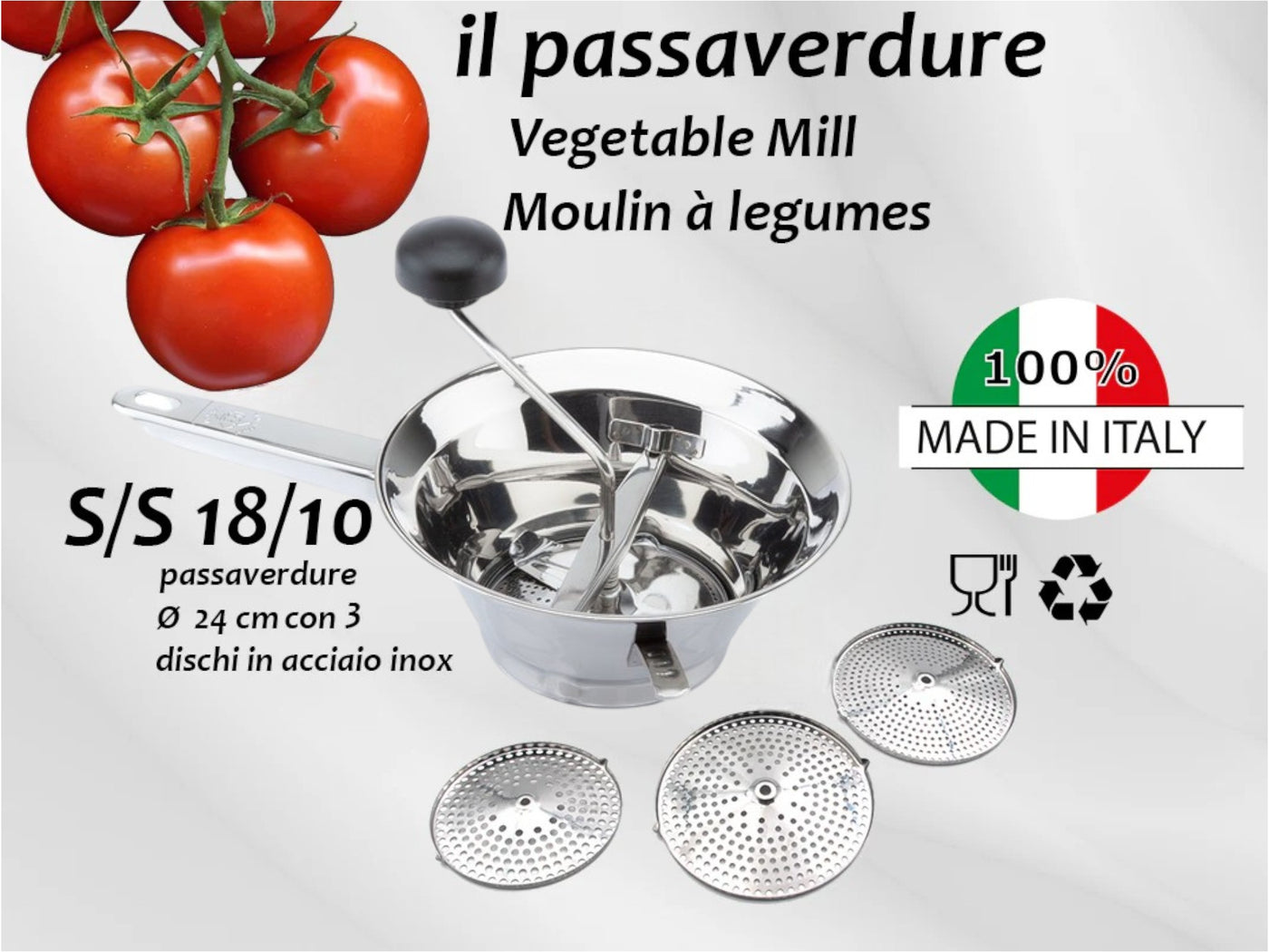 Stainless Steel Vegetable Mill Passaverdure HouzeCart stainless-steel-vegetable-mill-passaverdure-houzecart