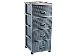 Rattan Plastic 4 Drawers with Wheels
