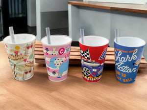 Children Plastic Cup with Straw 400ml Food Grade VC-730