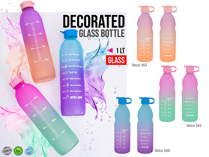 Glass Motivational Water Bottle 1 L