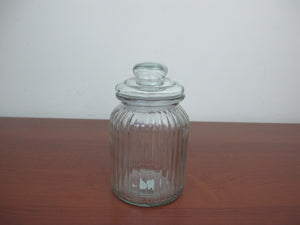 Medium Glass Jar Lined Design - HouzeCart