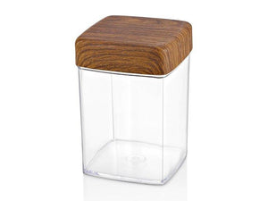 1 LT. SQUARE JAR with Wooden Finished Lid - HouzeCart