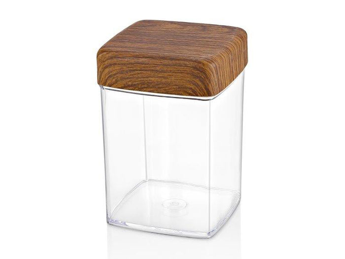 1 LT. SQUARE JAR with Wooden Finished Lid