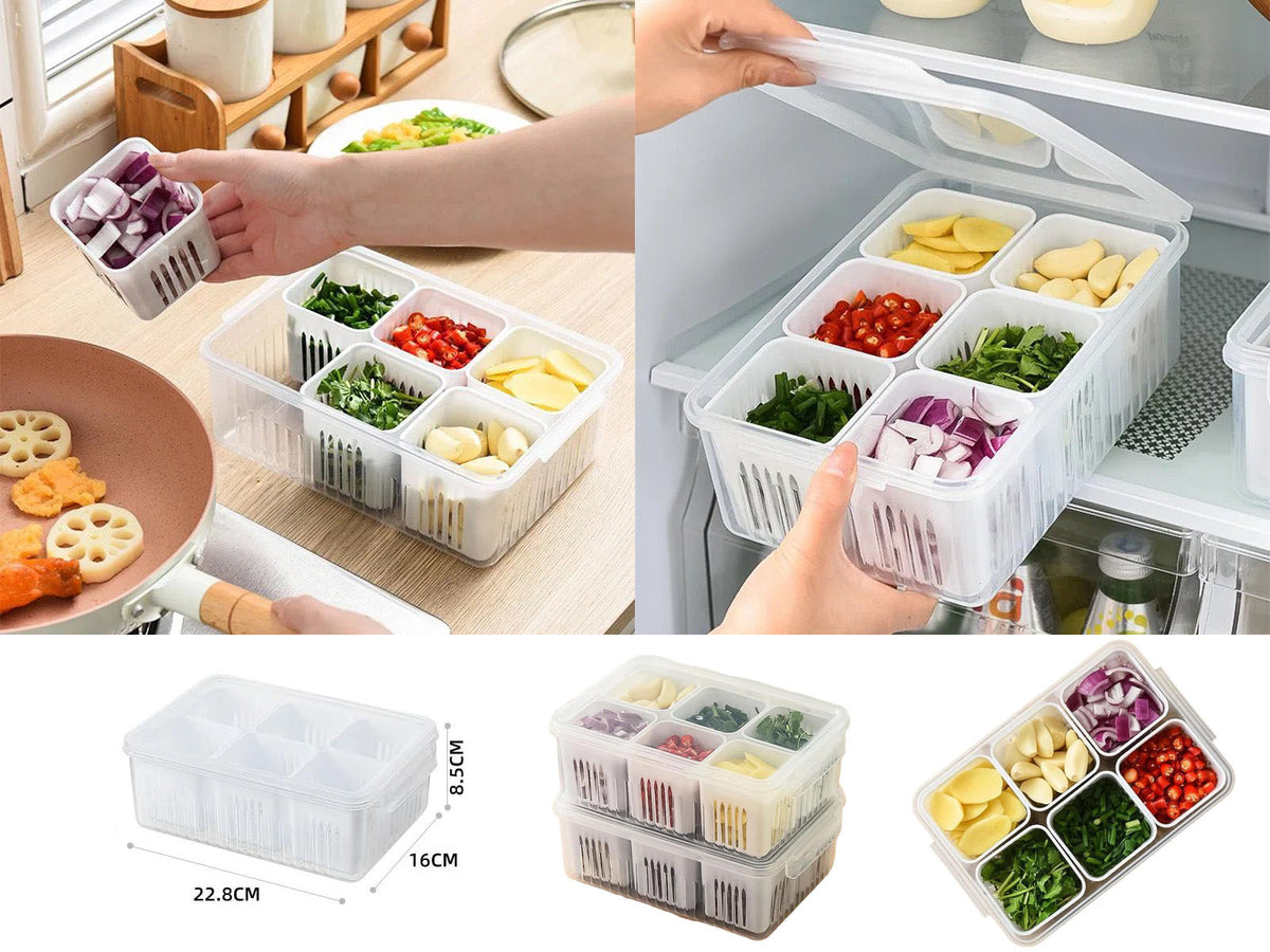 Food Prep Plastic Storage Container with 6 Strainers HouzeCart