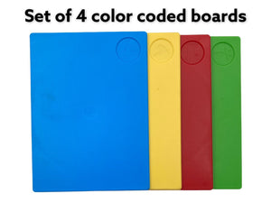 Set of 4 thick color coded chopping boards