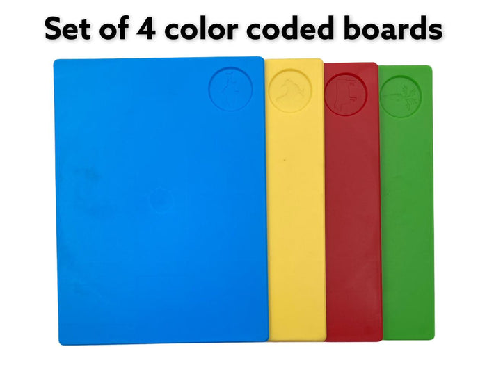 Set of 4 thick color coded chopping boards