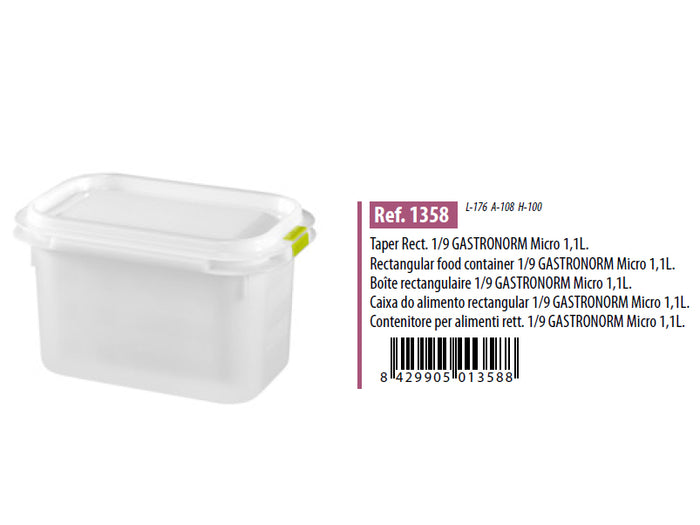 Gastronorm Plastic Storage Container - 1.1 lt