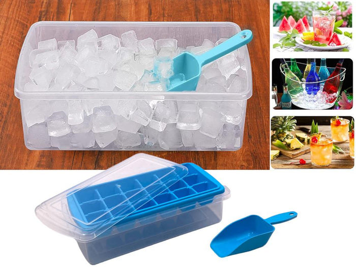 Ice Cube Tray with Container and Cover and Scoop