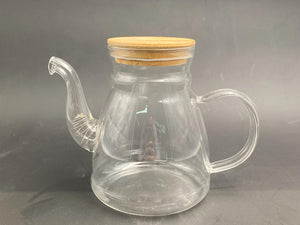 Borosilicate Glass Tea Pot Wood cover 1500