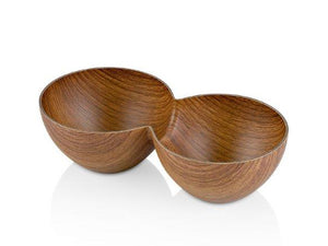 TWIN SNACK BOWL WITH WOODEN FINISH - HouzeCart