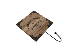 Wooden "Vintage Home" Wall Hanger with one hook - HouzeCart