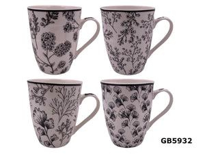 Porcelain Mug with Black Flowers