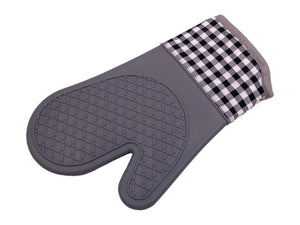 Checkered Silicon Oven Mitt with Thick Inner Lining