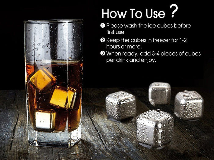 Stainless Steel Ice Cubes Set of 4