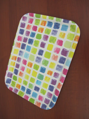 Colorful Squares Melamine Rectangular Tray; 17" - HouzeCart