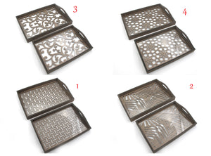 Set of 2 engraved wooden trays - HouzeCart
