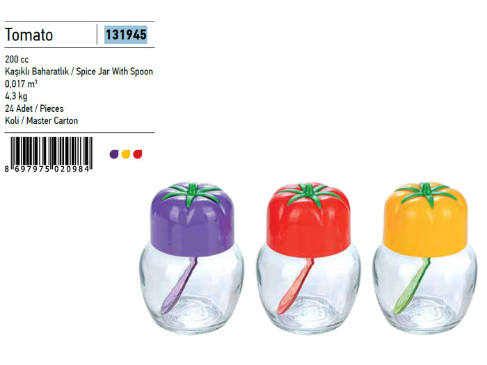 Tomato Shape Spice Jar with Plastic Spoon