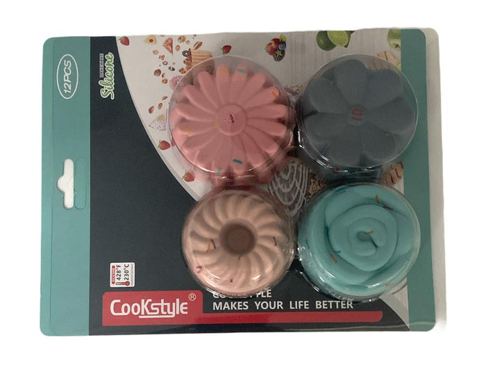 12 Flower Shapes Silicone Muffin Holders