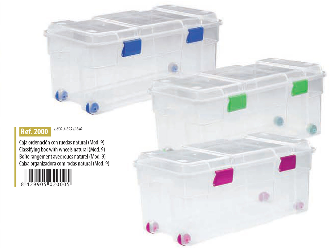 Caja Ordenación con Ruedas Natural 78L. (Mod. 9) - Great Plastic