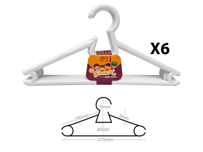 Plastic Kids Hanger X6