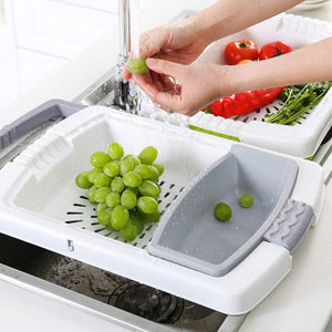 3 in 1 Cutting Board Extendible Drainer and Bowl - HouzeCart